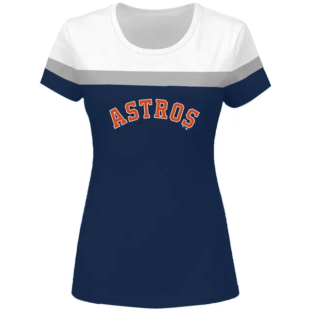 PROFILE Women's White/Navy Houston Astros Plus Size Colorblock T-Shirt