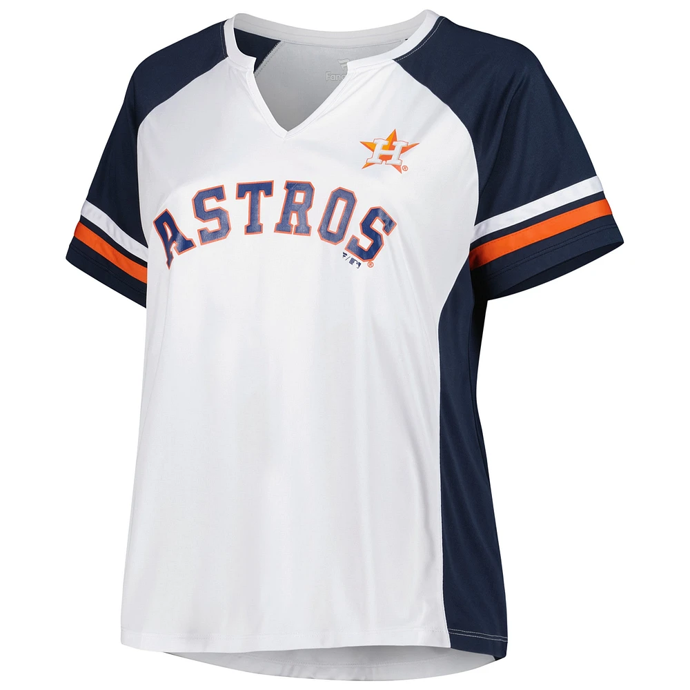 T-shirt à encolure crantée taille plus Houston Astros pour femme blanc/bleu marine