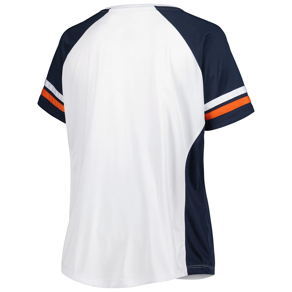 T-shirt à encolure crantée taille plus Houston Astros pour femme blanc/bleu marine