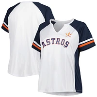 T-shirt à encolure crantée taille plus Houston Astros pour femme blanc/bleu marine