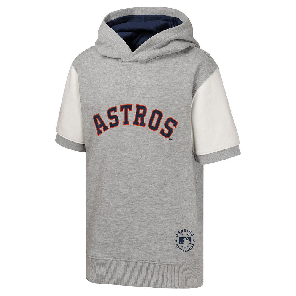 Youth  Heather Gray Houston Astros Line Up Short Sleeve Pullover Hoodie