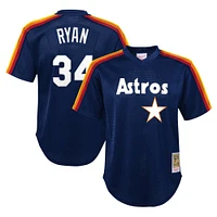 Maillot d'entraînement de frappeur en maille pour jeunes Mitchell & Ness Nolan Ryan Navy Houston Astros Cooperstown Collection