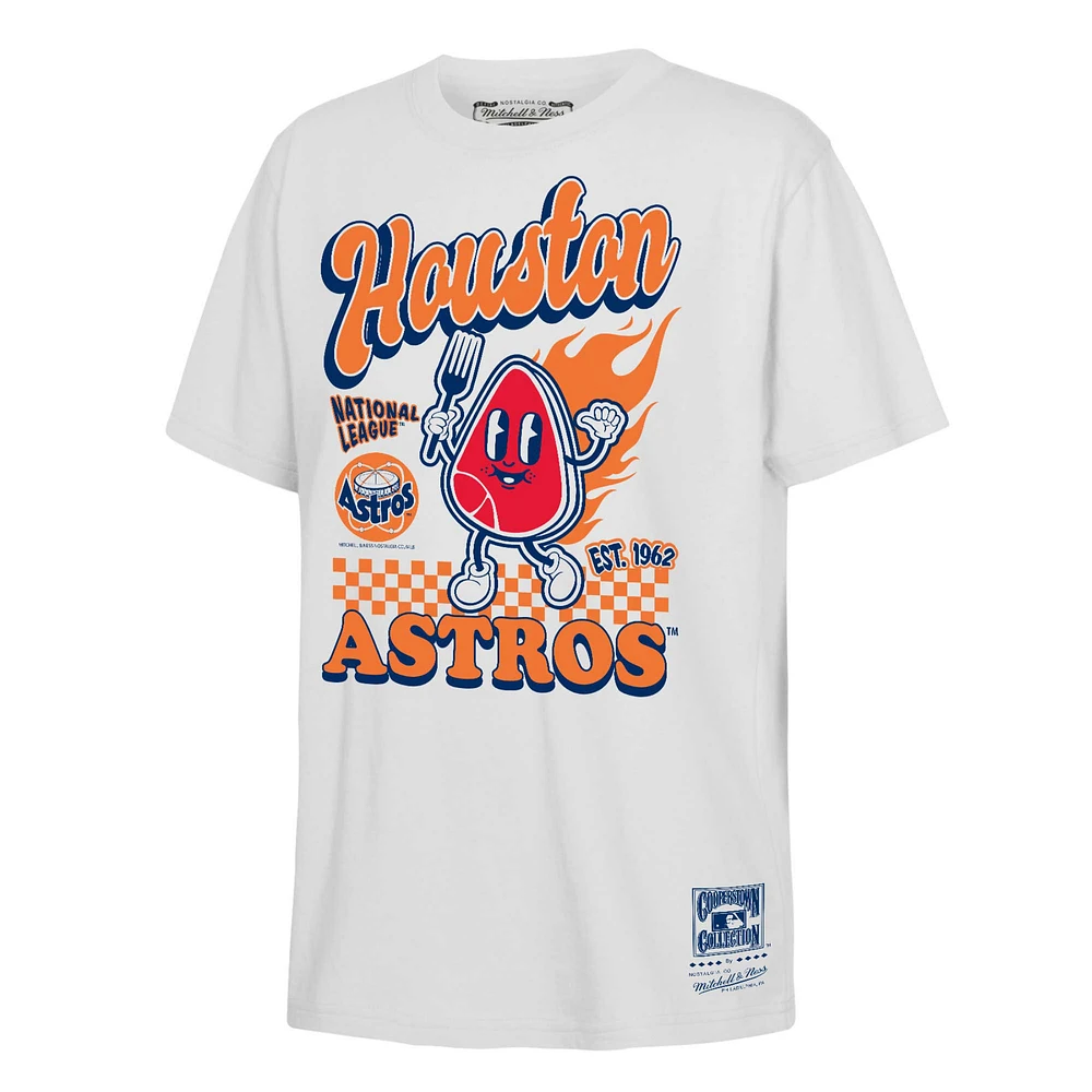 Youth Mitchell & Ness White Houston Astros Cooperstown Collection Food Concessions T-Shirt