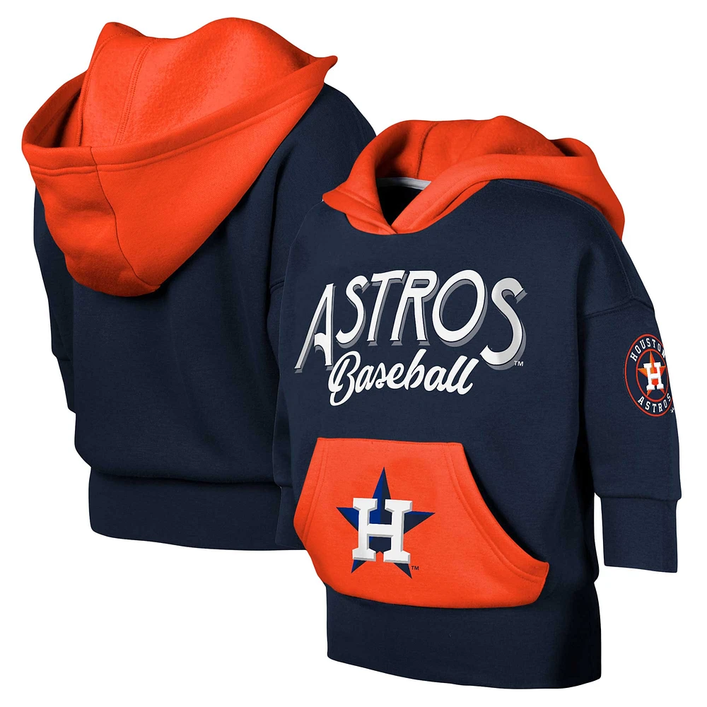 Youth Navy Houston Astros Team Practice 3/4-Sleeve Pullover Hoodie