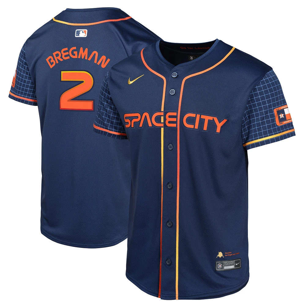 Maillot de joueur Nike Alex Bregman Houston Astros City Connect Limited bleu marine pour jeune