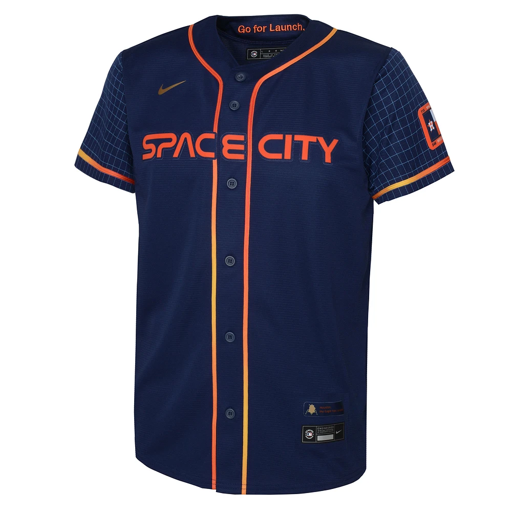 Maillot de joueur réplique Nike Alex Bregman des Astros Houston City Connect pour jeunes, bleu marine