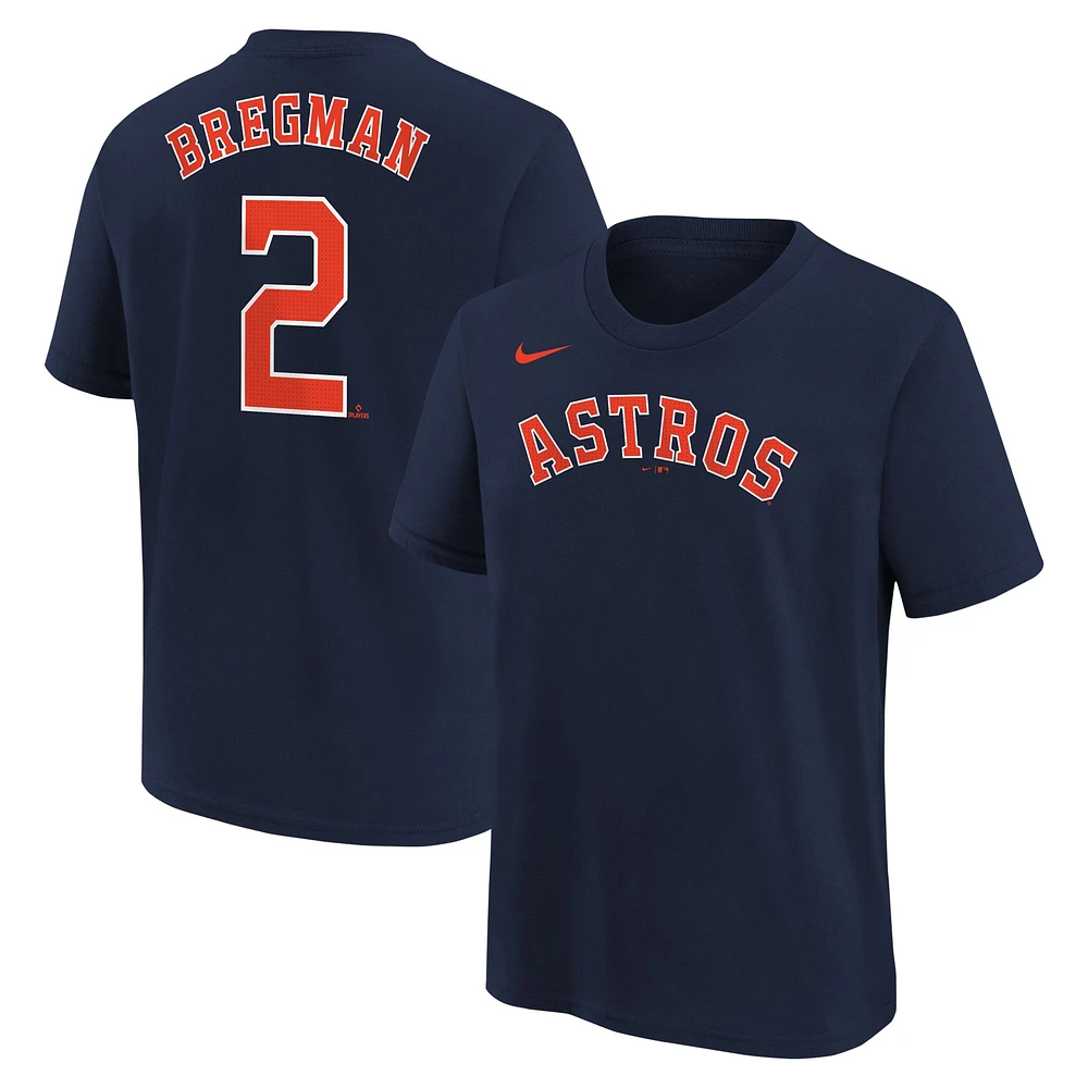 T-shirt Nike Alex Bregman pour jeunes Astros de Houston, bleu marine, nom et numéro du joueur à domicile