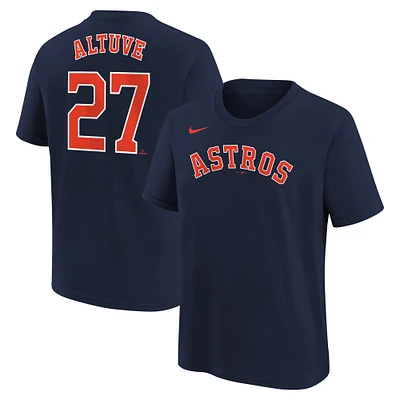 T-shirt Nike Jose Altuve pour jeunes Astros de Houston, bleu marine, nom et numéro du joueur à domicile