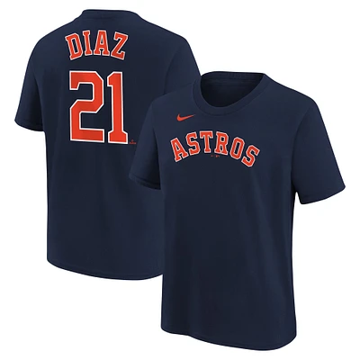 T-shirt avec nom et numéro Nike Yainer Diaz pour jeunes Astros de Houston, bleu marine