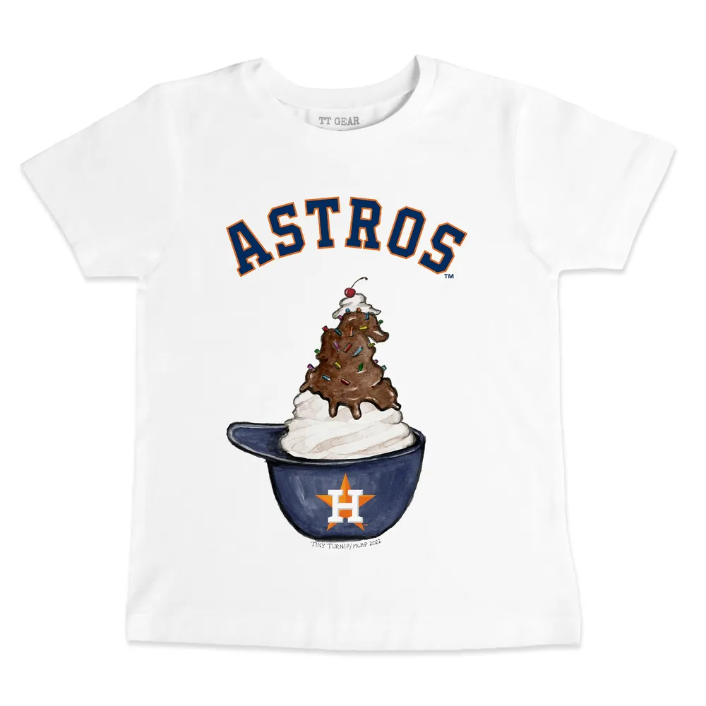 Women's Tiny Turnip White Houston Astros Sundae Helmet T-Shirt 