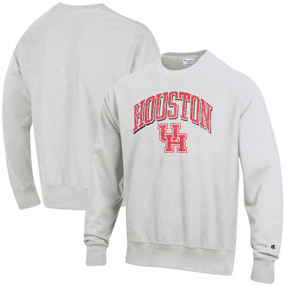 Men's Champion Gray Houston Cougars Arch Over Logo Reverse Weave Pullover Sweatshirt