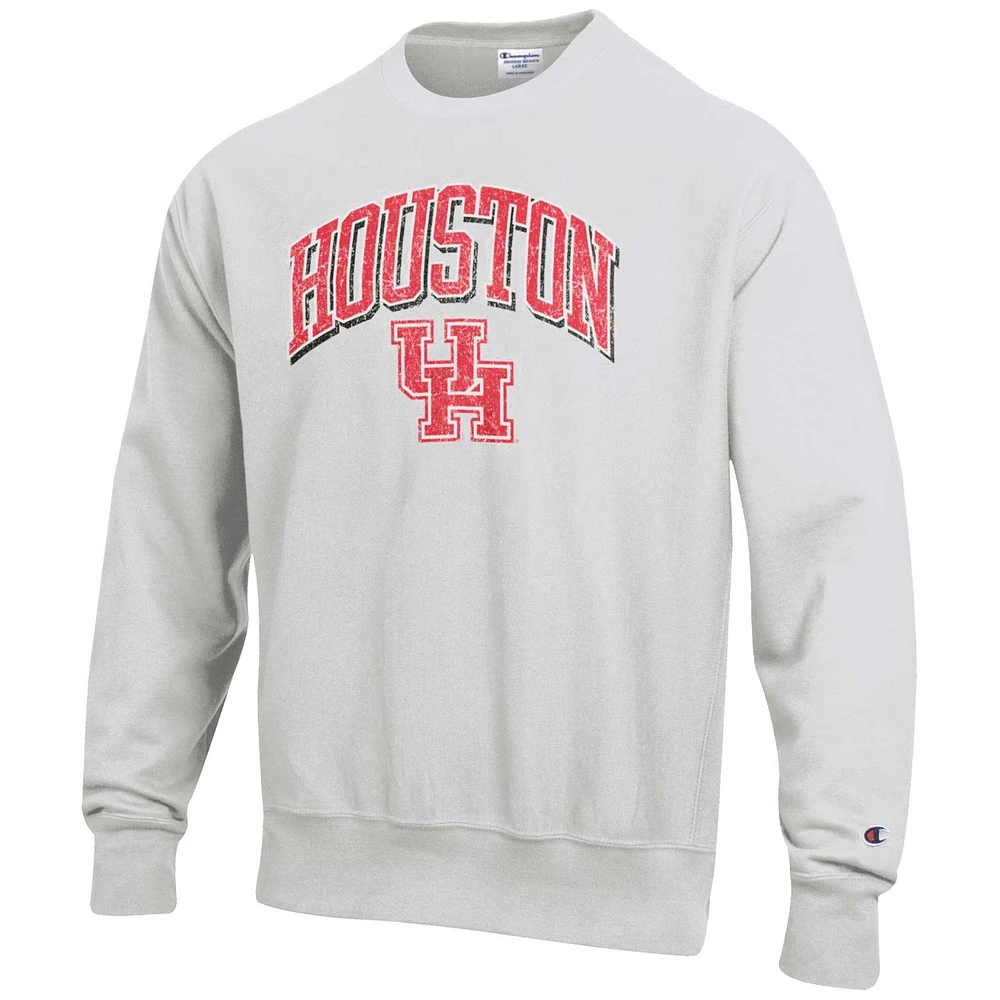 Men's Champion Gray Houston Cougars Arch Over Logo Reverse Weave Pullover Sweatshirt