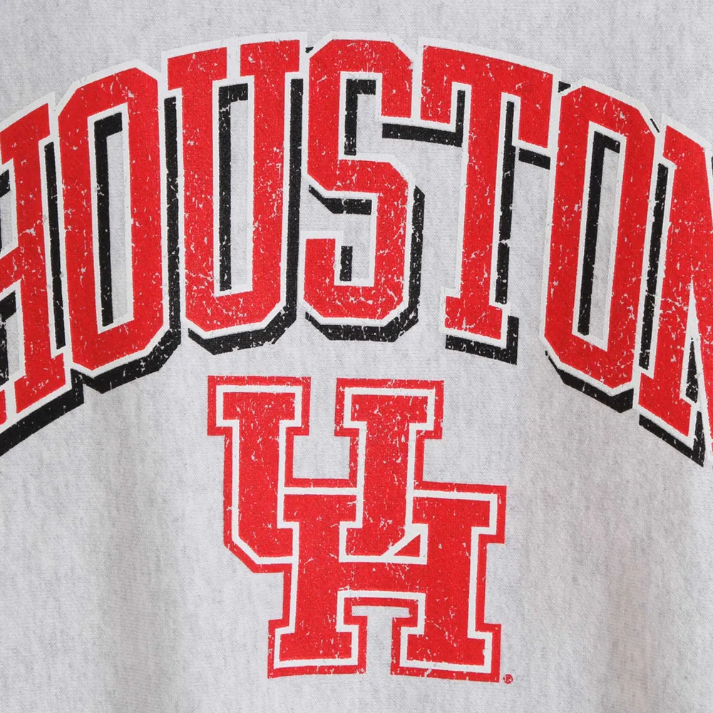 Men's Champion Gray Houston Cougars Arch Over Logo Reverse Weave Pullover Sweatshirt