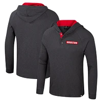 Men's Colosseum  Charcoal Houston Cougars Dujour Ralgan Long Sleeve Henley Hoodie T-Shirt