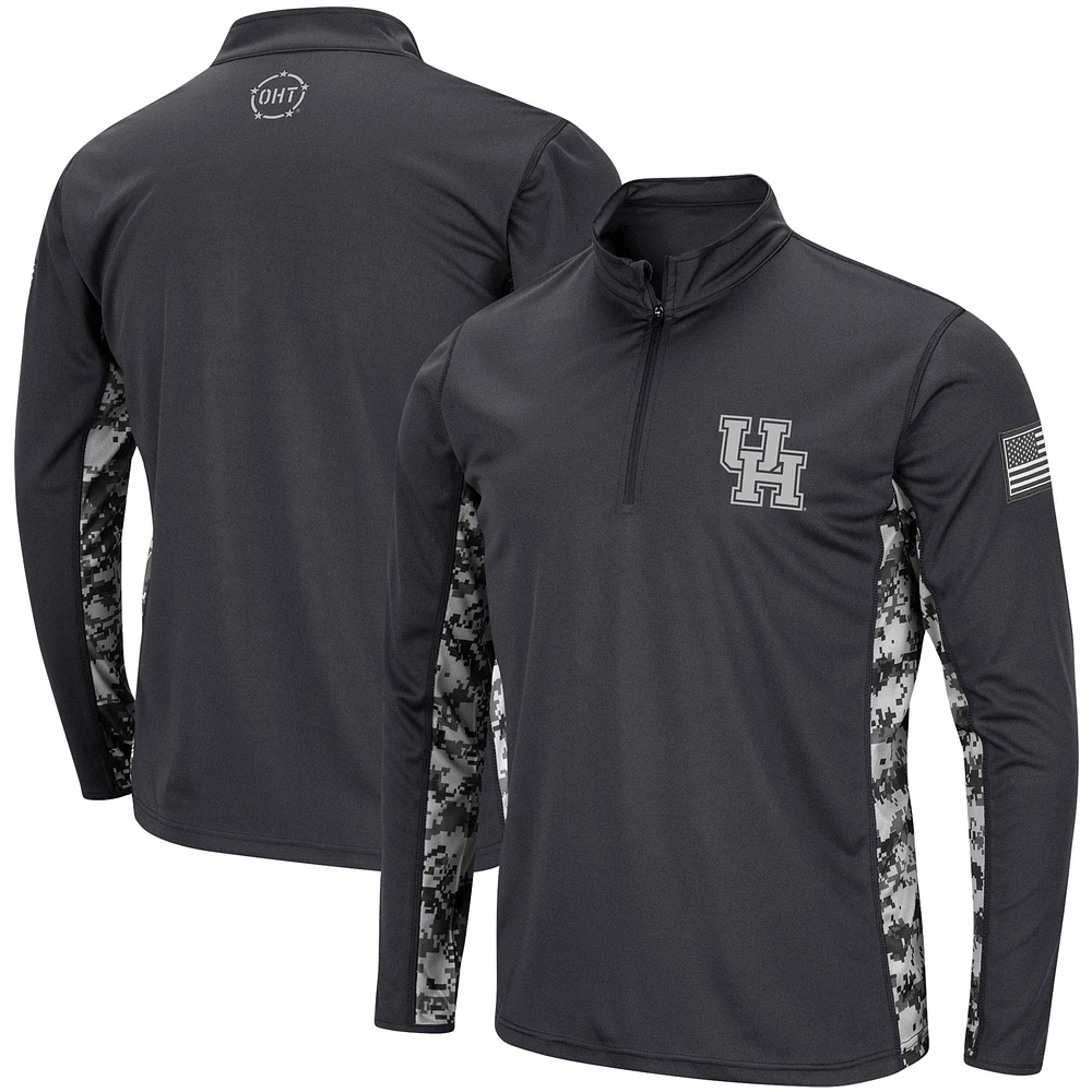 Men's Colosseum Charcoal Houston Cougars OHT Military Appreciation Digital Camo Lightweight Quarter-Zip Pullover