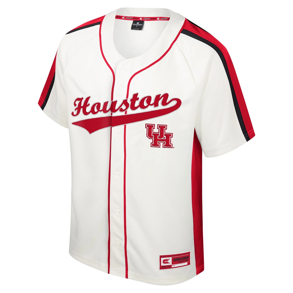 Men's Colosseum Cream Houston Cougars Ruth Button-Up Baseball Jersey