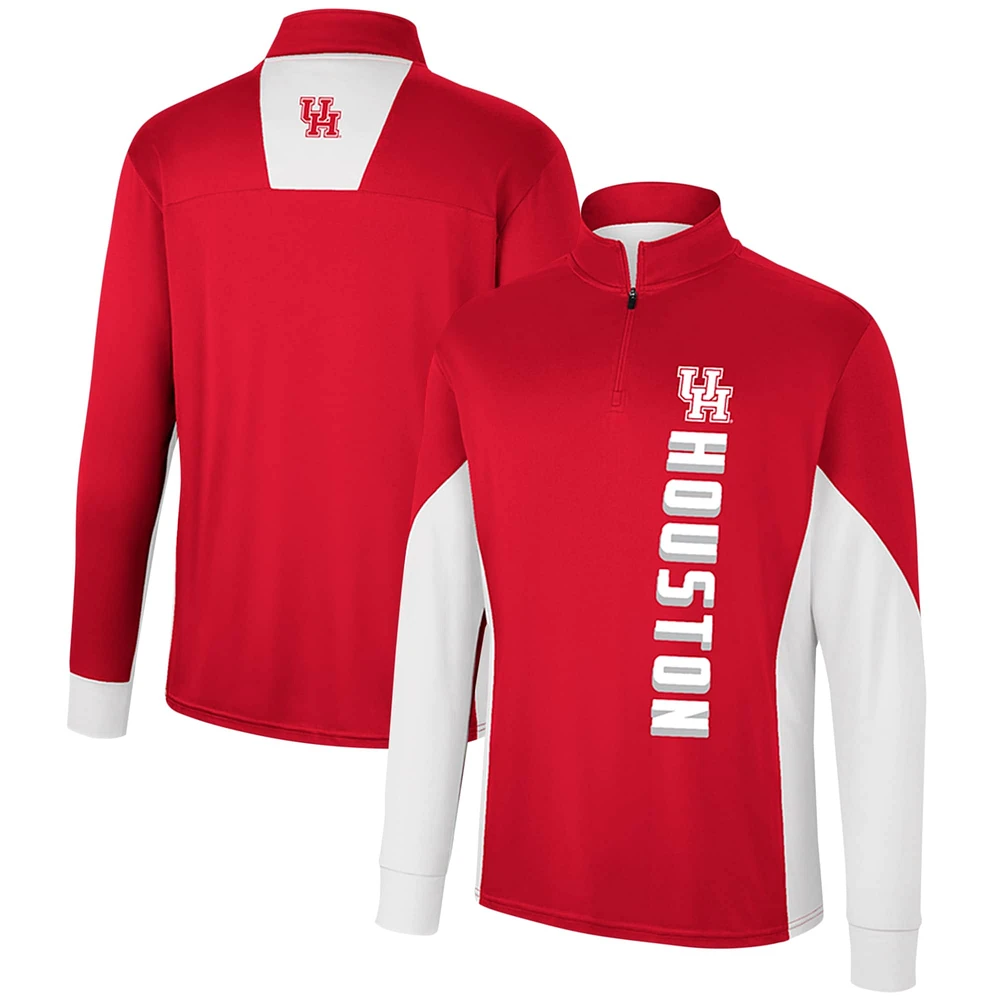 Men's Colosseum Red Houston Cougars Bart Quarter-Zip Top