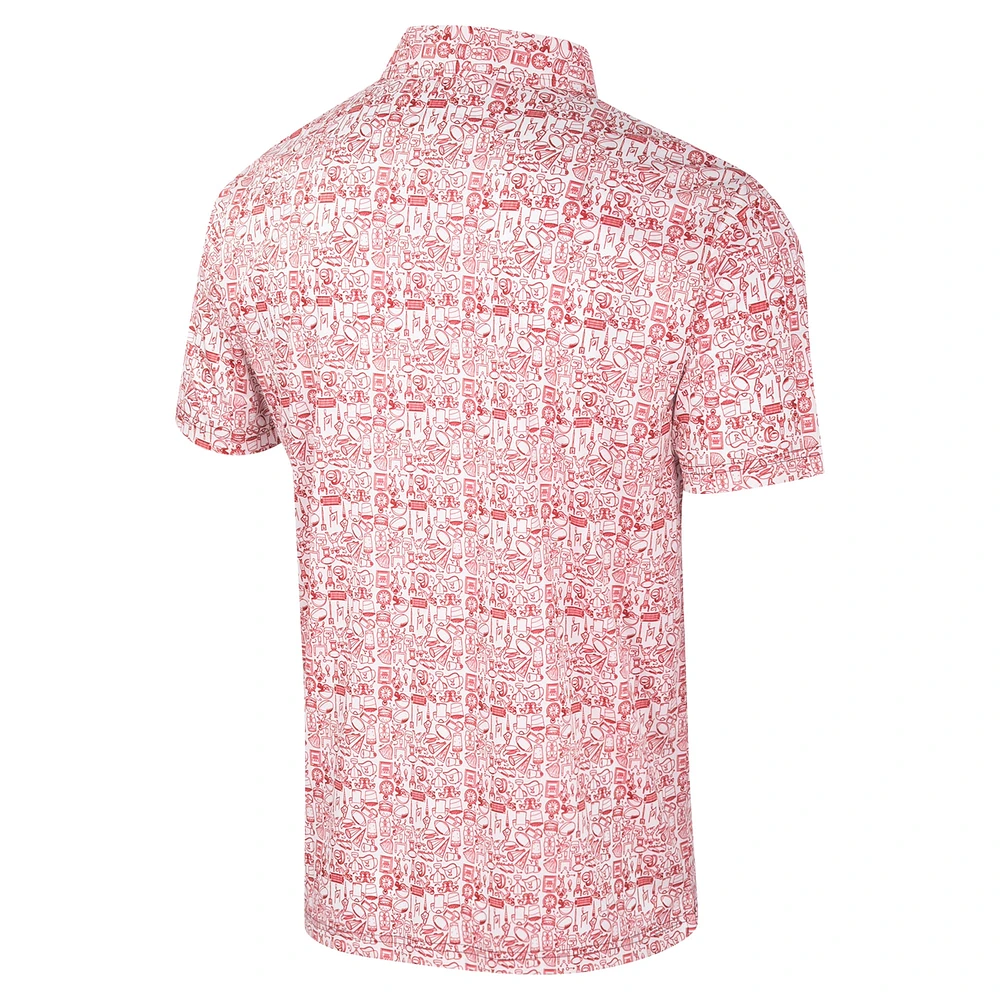 Men's Colosseum Red Houston Cougars It's Time! Allover Print Polo