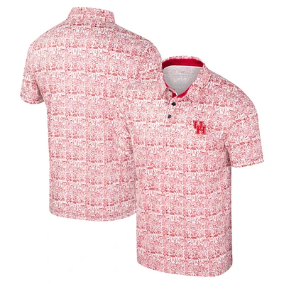 Men's Colosseum Red Houston Cougars It's Time! Allover Print Polo