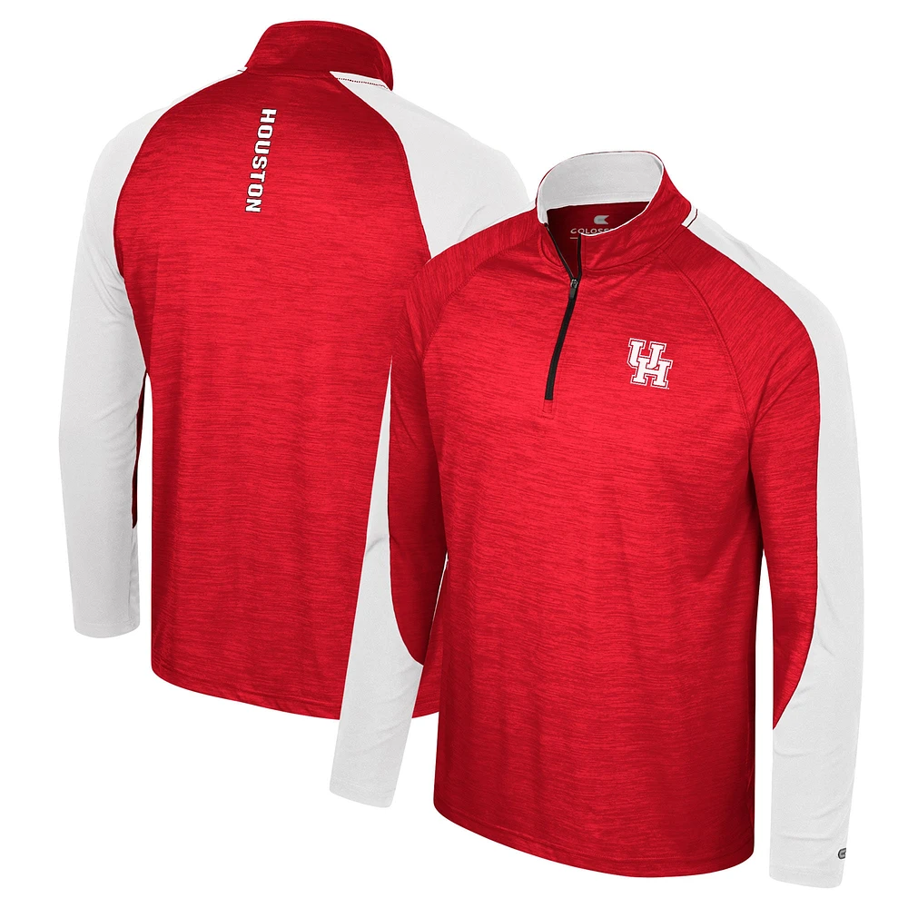 Men's Colosseum Red Houston Cougars Langmore Raglan Quarter-Zip Top