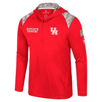 Men's Colosseum Red Houston Cougars OHT Military Appreciation Quarter-Zip Hoodie Jacket