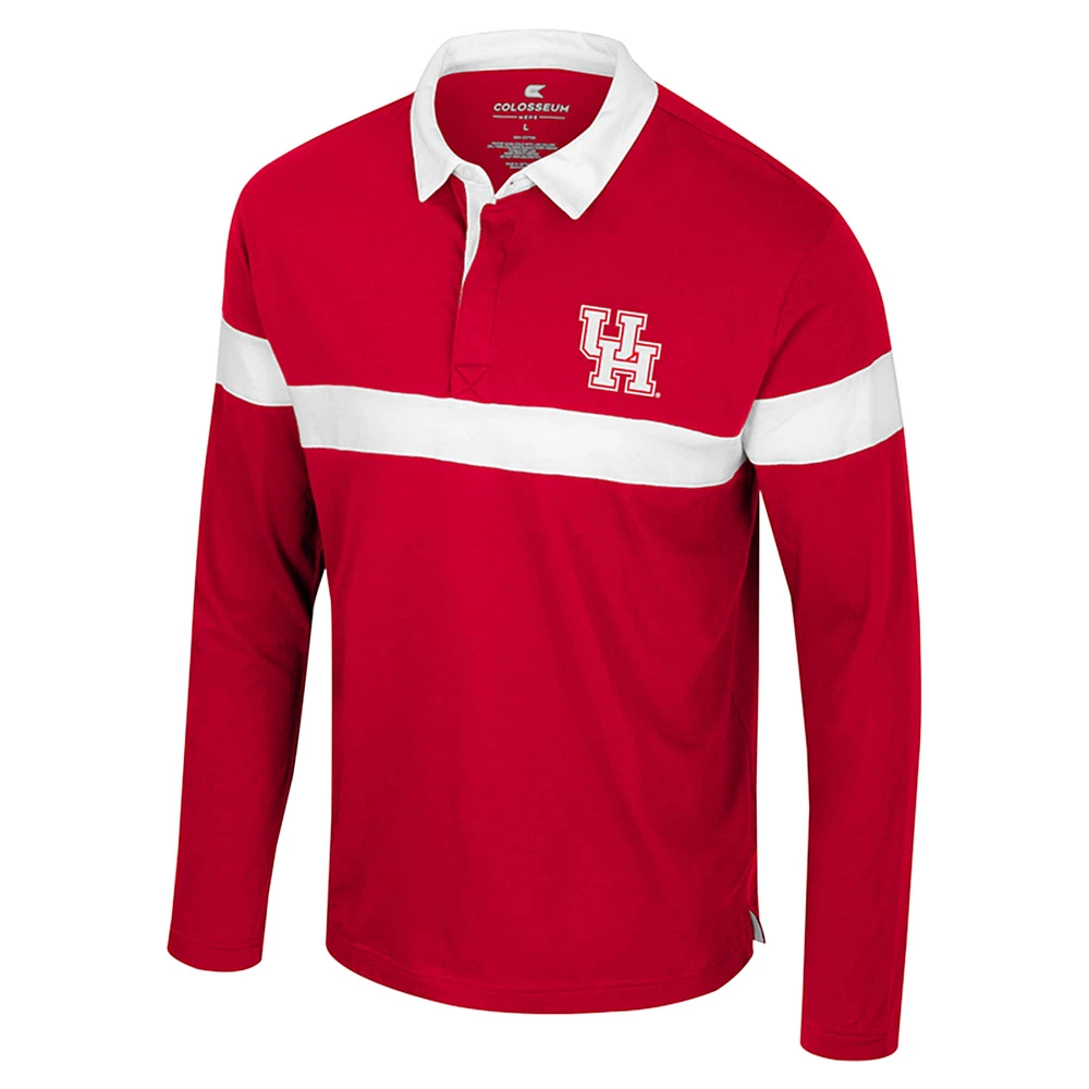 Men's Colosseum  Red Houston Cougars Too Cool For School Long Sleeve Polo