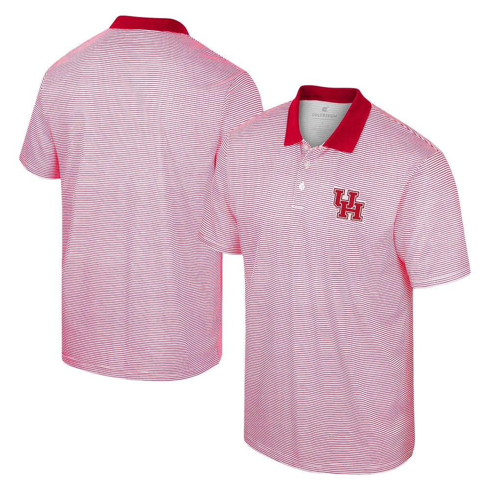 Men's Colosseum White Houston Cougars Print Stripe Polo