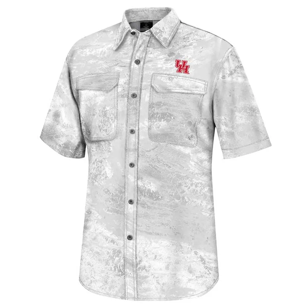 Colosseum White Houston Cougars Realtree Aspect Charter Chemise de pêche à boutons complets pour homme