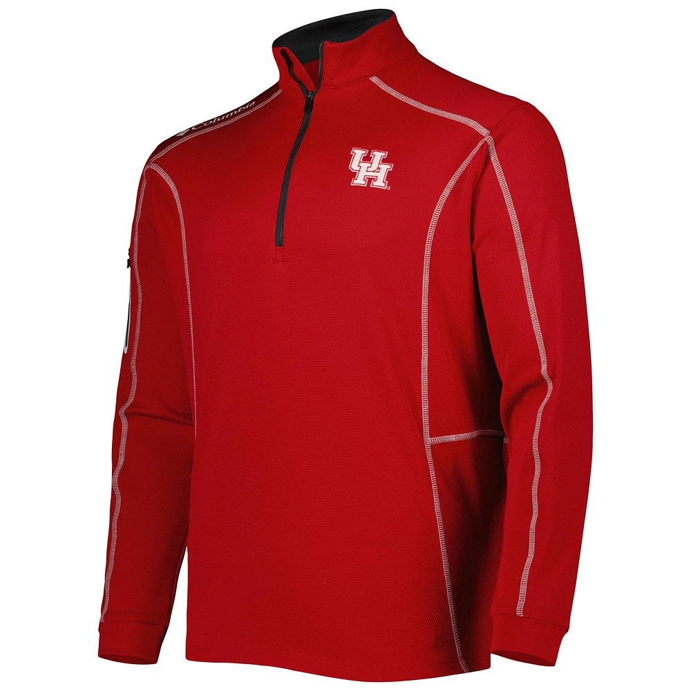 Columbia Golf Red Houston Cougars Shotgun Veste à enfiler quart de zip pour homme