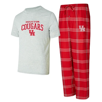 Ensemble de nuit pour homme Concepts Sport rouge/gris Houston Cougars avec t-shirt et pantalon