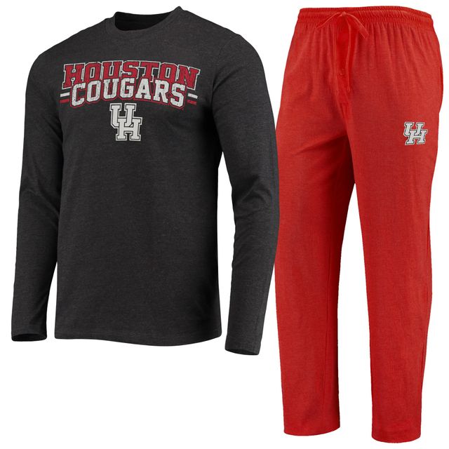 Concepts Sport pour homme Rouge/anthracite chiné Houston Cougars Meter T-shirt à manches longues et pantalon Ensemble de nuit