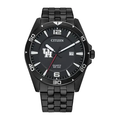 Houston Cougars Citizen Quartz Black-Tone Stainless Steel Watch