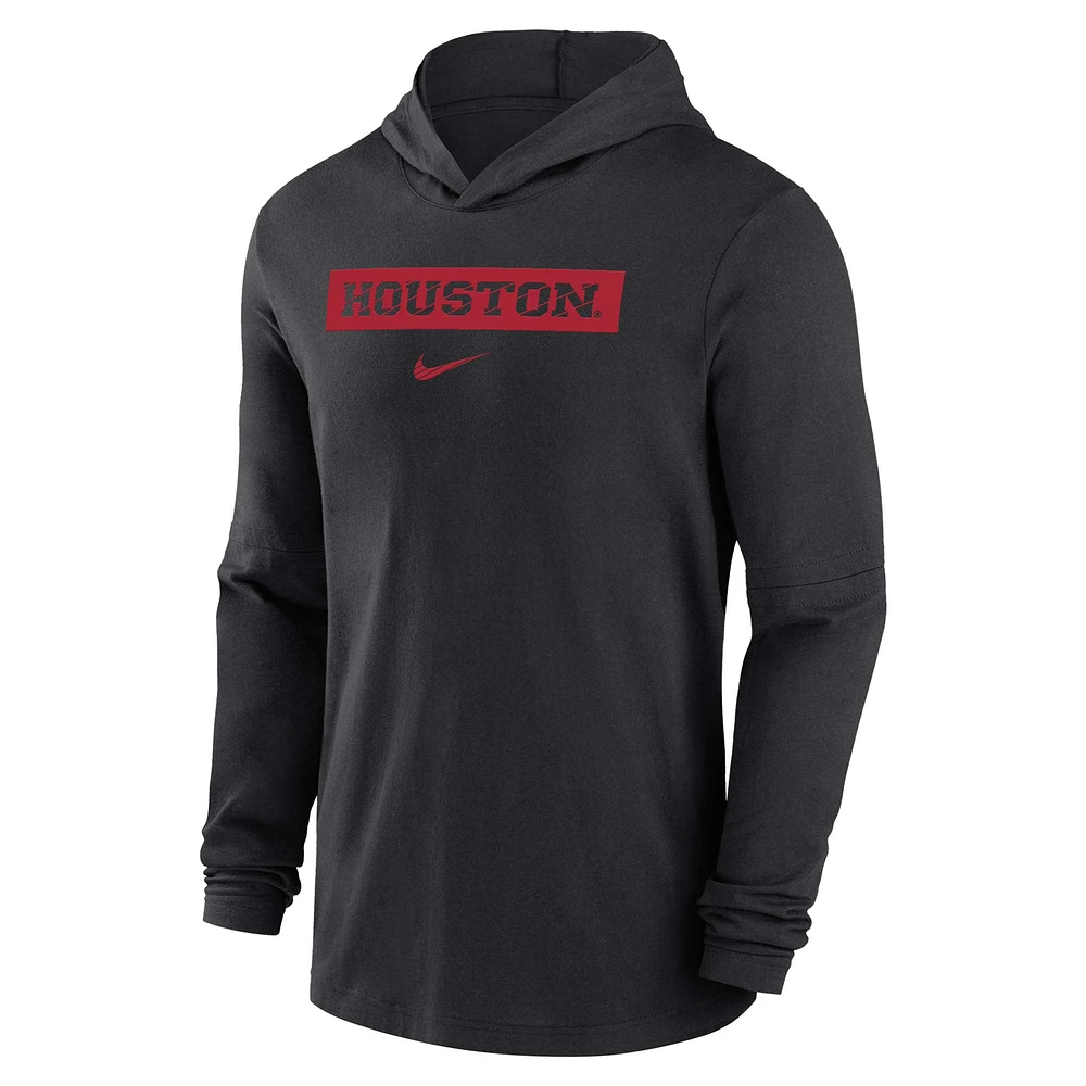 T-shirt à manches longues Nike Houston Cougars Sideline Performance pour homme, noir