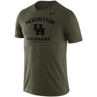 Men's Nike Olive Houston Cougars Stencil Arch Performance T-Shirt