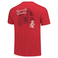 T-shirt rouge de qualité supérieure avec paysage mascotte des Cougars Houston pour hommes