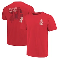 T-shirt rouge de qualité supérieure avec paysage mascotte des Cougars Houston pour hommes