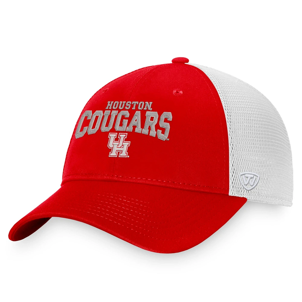 Men's Top of the World Red Houston Cougars Breakout Trucker Snapback Hat