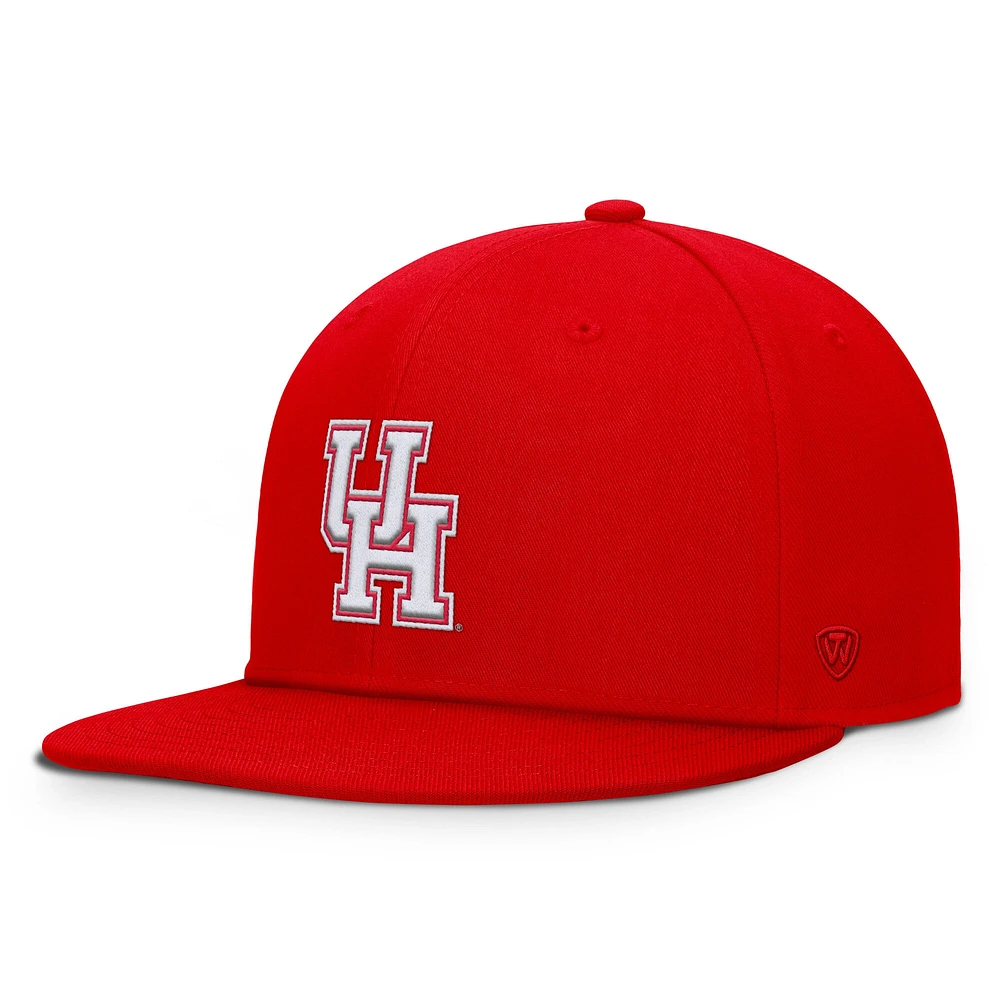 Men's Top of the World Red Houston Cougars Fundamental Snapback Hat