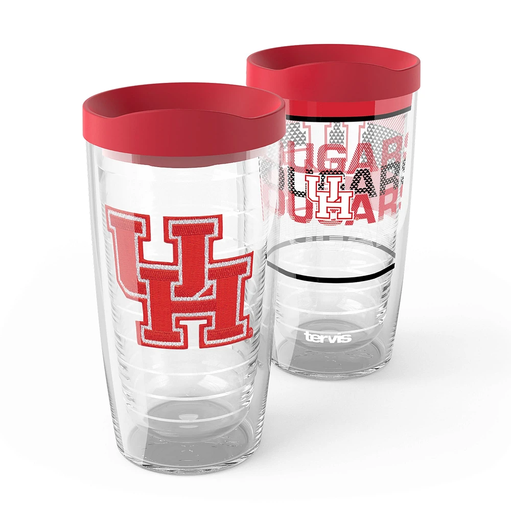 Tervis Houston Cougars, paquet de 2, 16 oz. Ensemble de gobelets concurrents et emblèmes