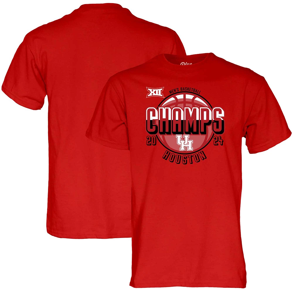 T-shirt unisexe bleu 84 rouge Houston Cougars 2024 Big 12 Champions de la saison régulière basket-ball pour hommes