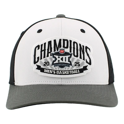 Casquette unisexe ajustable Zephyr blanche/anthracite des Houston Cougars, champions du tournoi de basketball masculin Big 12 2025, vestiaire