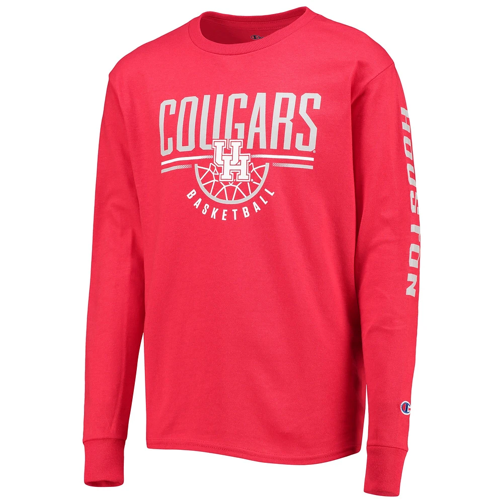 T-shirt à manches longues de basket-ball Houston Cougars rouge champion la jeunesse pour