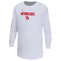 Youth Jordan Brand White Houston Cougars 2025 On-Court Bench Long Sleeve T-Shirt