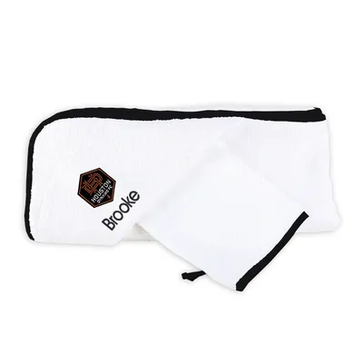 Houston Dynamo Infant Personalized Hooded Towel & Mitt Set - White
