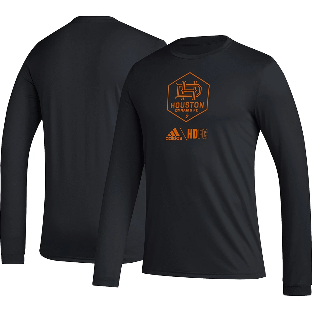 T-shirt à manches longues Icon Houston Dynamo FC adidas noir pour homme