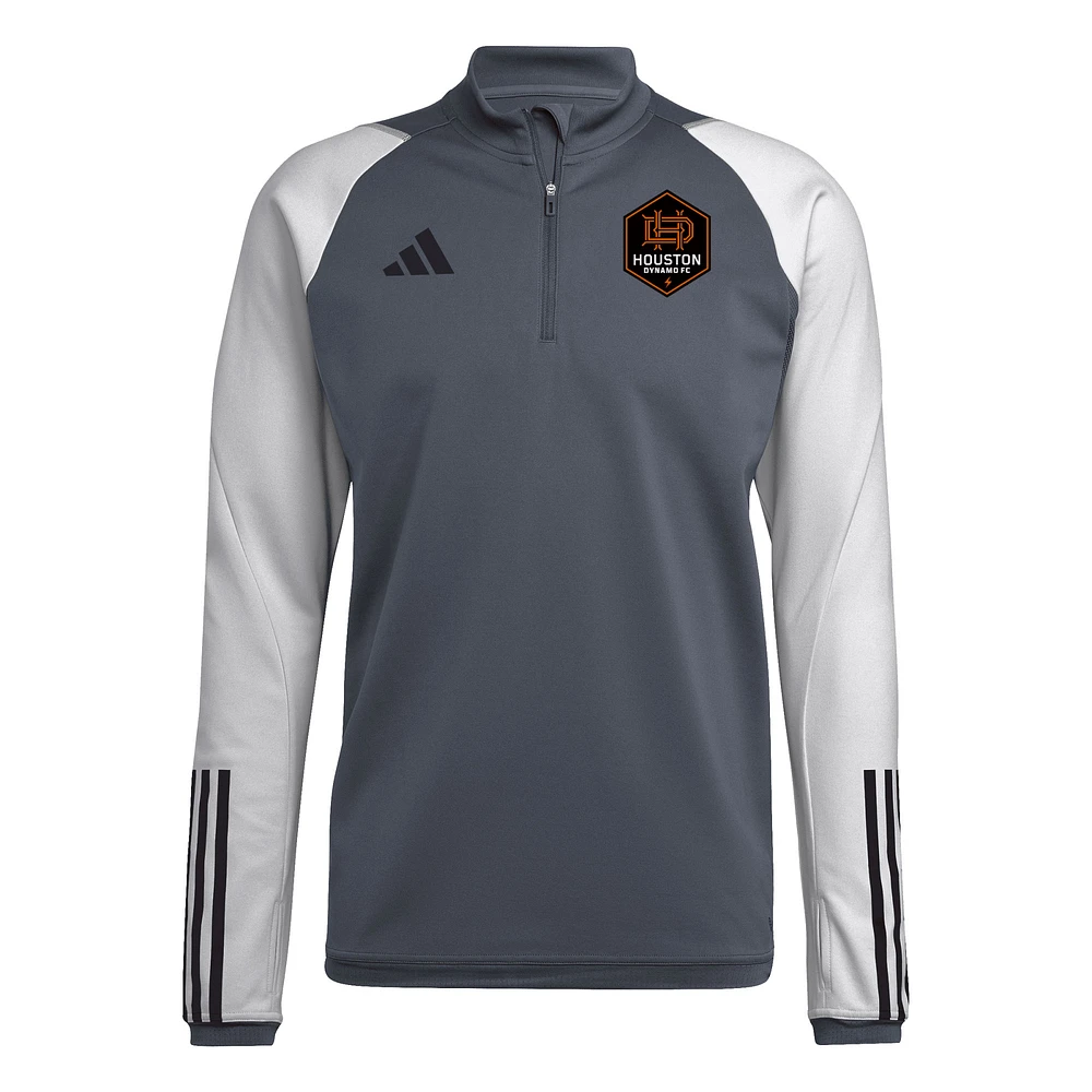 Haut d'entraînement adidas Houston Dynamo FC 2024 On-Field AEROREADY à quart de zip pour homme, gris