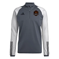 Haut d'entraînement adidas Houston Dynamo FC 2024 On-Field AEROREADY à quart de zip pour homme, gris