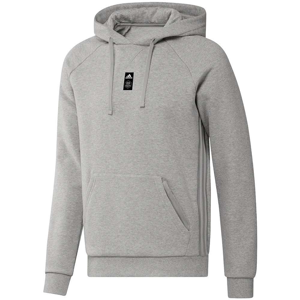 Men's adidas Heathered Gray Houston Dynamo FC Travel Raglan Pullover Hoodie