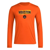 T-shirt orange à manches longues adidas Houston Dynamo FC Local Pop AEROREADY pour hommes