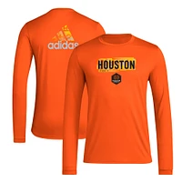 T-shirt orange à manches longues adidas Houston Dynamo FC Local Pop AEROREADY pour hommes